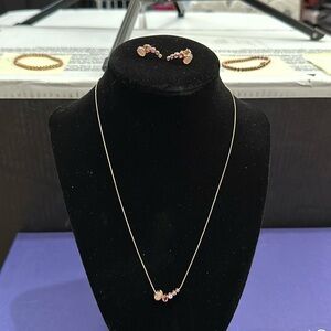 Moonstone And Pink Sapphire Rose Gold vermeil necklace and earrings set